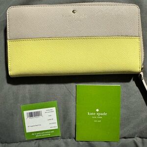 Kate spade large wallet - new- lavender and yellow